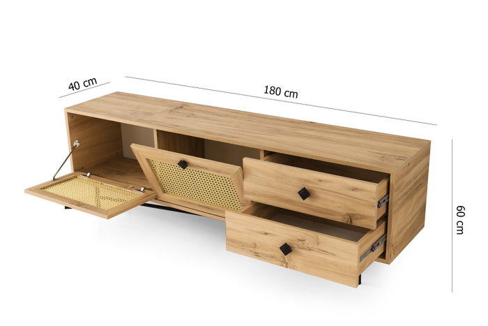 Hanah Home Hapsiyas 180 Soporte de TV Roble y Negro